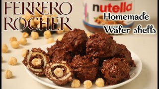 Homemade Ferrero Rocher Chocolate with homemade wafer shellsHazelnut TrufflesHomemade chocolate [upl. by Ees]