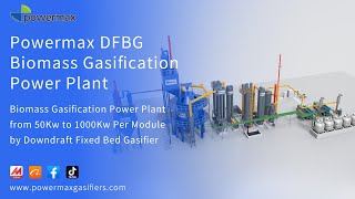 Powermax Rice Husk Gasification Power PlantDowndraft fixed bed gasifier 50KW to 20MW [upl. by Birdt]