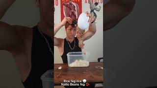 2Kg Natto Rice Bowl 3386 calories 186 g protein bulk bulking gymmemes gymmeme gymbro gymfreak [upl. by Eudosia]