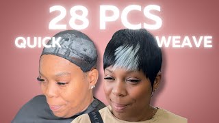 How to Achieve a Stunning Pixie Cut Quick Weave with 28pcs [upl. by Goodkin808]