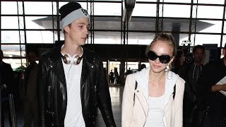 16YearOld LillyRose Depp And Her 24YearOld Boyfriend Ash Stymes Asked About Marriage At LAX [upl. by Preciosa793]