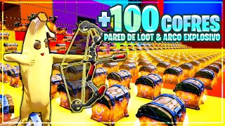 PARED DEL LOOT ARCO EXPLOSIVO 100 COFRES FORTNITE MINIJUEGOS [upl. by Christoforo]