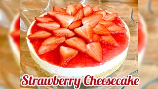 Easy No Bake Strawberry Cheesecake Recipe [upl. by Redlac]