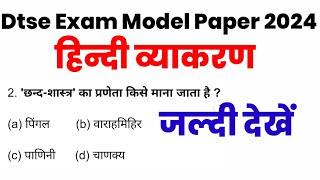 Dtse Exam model paper 2024 hindi vyakaran  Most important question for dtse Exam 202324 [upl. by Ati]