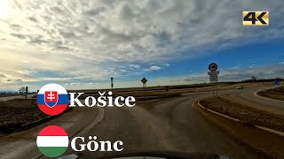 Driving from Slovakia Košice to Hungary Gönc  2024 winter  4K [upl. by Aihsenyt]