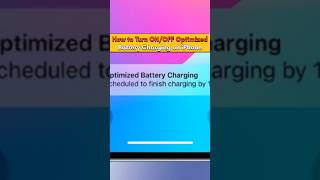 How to turn On or Off Optimized Battery Charging on iPhone batteryoptimizediniphone iphonetips [upl. by Latvina]