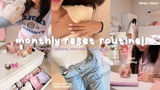 MONTHLY RESET 🧺✨  cleaning self care new nails goal setting  plan new era 🧖🏻‍♀️💗 [upl. by Kapor]