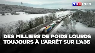 Neige  des milliers de poids lourds toujours à larrêt sur lA36｜TF1 INFO [upl. by Mintz834]