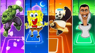 HULK vs SPONGEBOB vs KUNGFU PANDA vs SKIBIDI TOILET ALL Tiles Hop EDM Rush [upl. by Boonie]