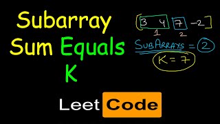 Subarray sum equals K  Number of subarrays with sum equals K  Leetcode 560 [upl. by Catto]