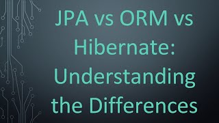 JPA vs ORM vs Hibernate Understanding the Differences [upl. by Anneliese847]