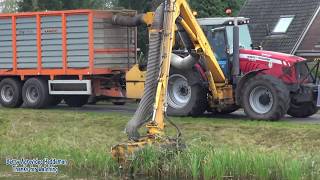 Berm maaien  Massey Ferguson 7480  Herder maaizuigcombinatie [upl. by Orms]