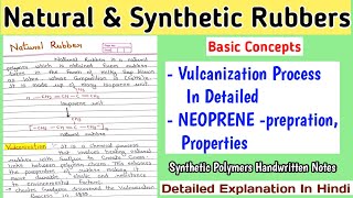 NATURAL AND SYNTHETIC RUBBERS  Vulcanization Process  Neoprene  BSc Notes [upl. by Aisya]