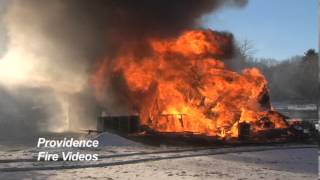 Barn destroyed by fire in Burrillville RI [upl. by Darbee694]