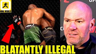 Dana White reacts to Leon Edwards grabbing the fence to prevent being taken down by UsmanUFC 286 [upl. by Enelyahs]