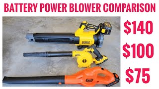 3 Battery Powered Leaf Blower DEWALT BLACK  DECKER Cordless Blower COMPARISON [upl. by Nnalorac]