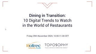 Dining in Transition 10 Digital Trends to Watch in the World of Restaurants [upl. by Olihs]