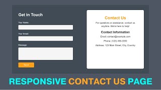 Responsive Contact Us Form In HTML And CSS  Contact Us Page In HTML And CSS [upl. by Malet800]