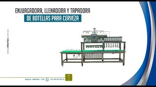 Máquina enjuagadora llenadora y tapadora de botellas para cerveza INTERTEC [upl. by Neerac884]