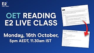 OET Live Class  OET Reading Part B  How to Read for Gist and score high [upl. by Anrak]