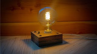 DIY Desk Lamp  Edison Light  Wood Desk Lamp How to [upl. by Yntrok650]