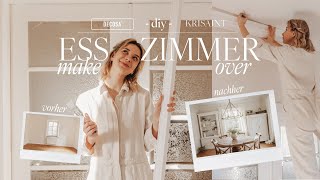 Esszimmer Makeover  Stuck Wandleisten Wandfarbe amp Schrank makeover  DIY [upl. by Ybbed]