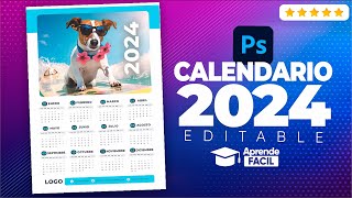 Como hacer calendario 2024 en photoshop [upl. by Eelorac]