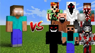 HEROBRINE VS ALL CREEPYPASTA MOBS FIGHT IN MINECRAFT  Mobs Battle [upl. by Will]