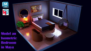 Autodesk Maya Tutorial  How to Model an Isometric Bedroom [upl. by Aneles]