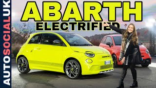 The Electric Abarth 500e  FAKE EXAUST SOUND 2023 Review UK 4K [upl. by Etiam]