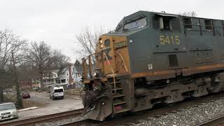 4K CSX M423 has a SD70AC flared radiator trailing amp cool old Boxcars at St Denis MD shorts short [upl. by Aicelaf]