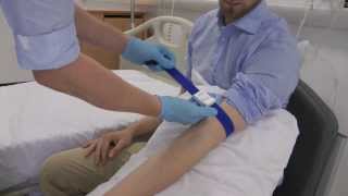 How to apply a tourniquet for clinical skills cannulation and venepuncture [upl. by Elimac114]