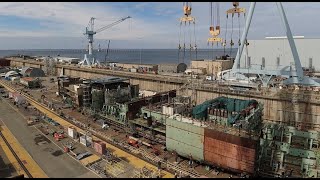 Enterprise CVN 80 First Two Vertical Side Shell Superlifts [upl. by Nihcas]