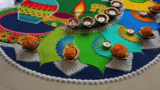 Beautiful Diwali Rangoli designs  Satisfying video  Big Deepawali rangoli design [upl. by Luca]