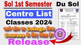 Sol 1st Semester Classes Centre List Update 202425  Sol First Semester Centre Classes List Release [upl. by Illil83]