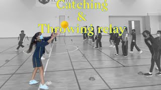 Fun PE activity  Catching and Throwing relay  pegames  physical education  physedgames [upl. by Elleinnad]