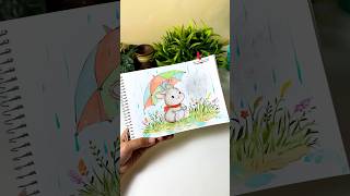 Watercolor painting⛱️🐰 watercolor watercolorpainting painting shorts ytshorts [upl. by Erreip]