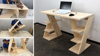 Escritorio de Madera Moderno Muy Bonito y Fácil de hacer  Tutorial de Carpintería [upl. by Kraska267]