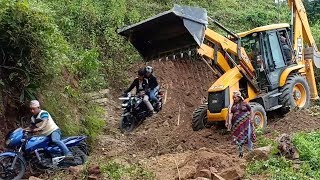 JCB Eco Xcellence BackhoeLeveling NARROW ROUGH HILLY Road [upl. by Seamus889]