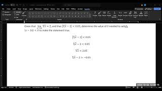 Definition of the Limit Finding Delta for a Given Epsilon [upl. by Trubow452]