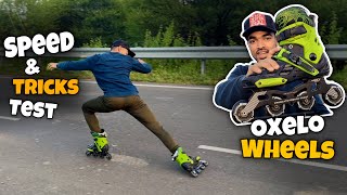 Oxelo 70mm Inline skate wheels Speed amp Tricks Test  with French toast [upl. by Aneekat]