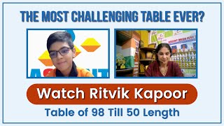 Ritviks 98x Table Challenge Can He Crack the Code abacus advanceabacus focus amazing [upl. by Simonne]