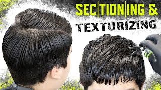 SECTIONING AND TEXTURIZING ✂️ Mid Fade Crop Freestyle Design Haircut Tutorial [upl. by Anayia]