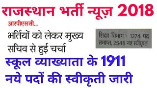 RPSC भर्तिया 2018 को लेकर मुख्य सचिव से हुई चर्चा  Rpsc स्कूल व्याख्याता के नये पद स्वीकृत [upl. by Enelyw]