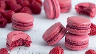 Raspberry Macarons  Italian Meringue Method [upl. by Lillis]