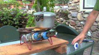 Old School Outdoor Pressure Cooking With Propane Stove and Presto Pressure Cooker [upl. by Ahsinauj965]