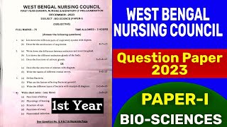 WB GNM First Year BIO SCIENCE Question Paper 1 2023 PDF  Anatomy and Physiology GNM 1st Year [upl. by Cohbert53]