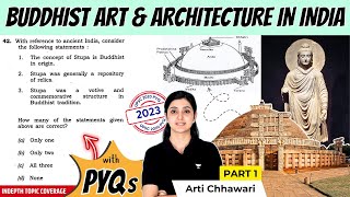 Buddhist Art amp Architecture in India with PYQs  UPSC Prelims 2025  Arti Chhawari [upl. by Sung]