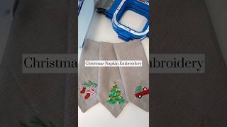 How to Embroider on Napkins With Christmas Embroidery Design Using Mighty Hoops embroidery [upl. by Annahsat]