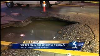 Wilkinsburg water main break buckles road [upl. by Aura]